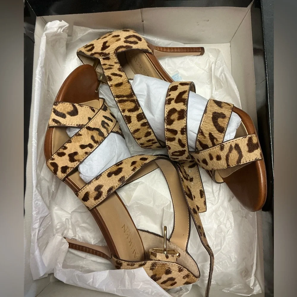 NWT Ralph Lauren Womens Gisella Calf Hair Dressy Open Toe Pumps 9.5